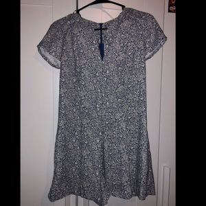 White and Blue Floral Romper